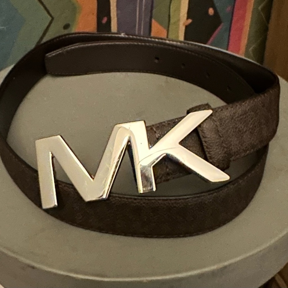 Michael Kors BROWN Belt with Metallic Logo